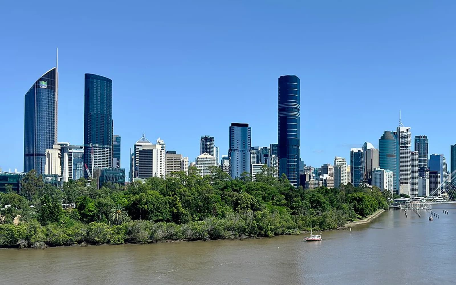 Brisbane River and city skyline viewed from Kangaroo Point