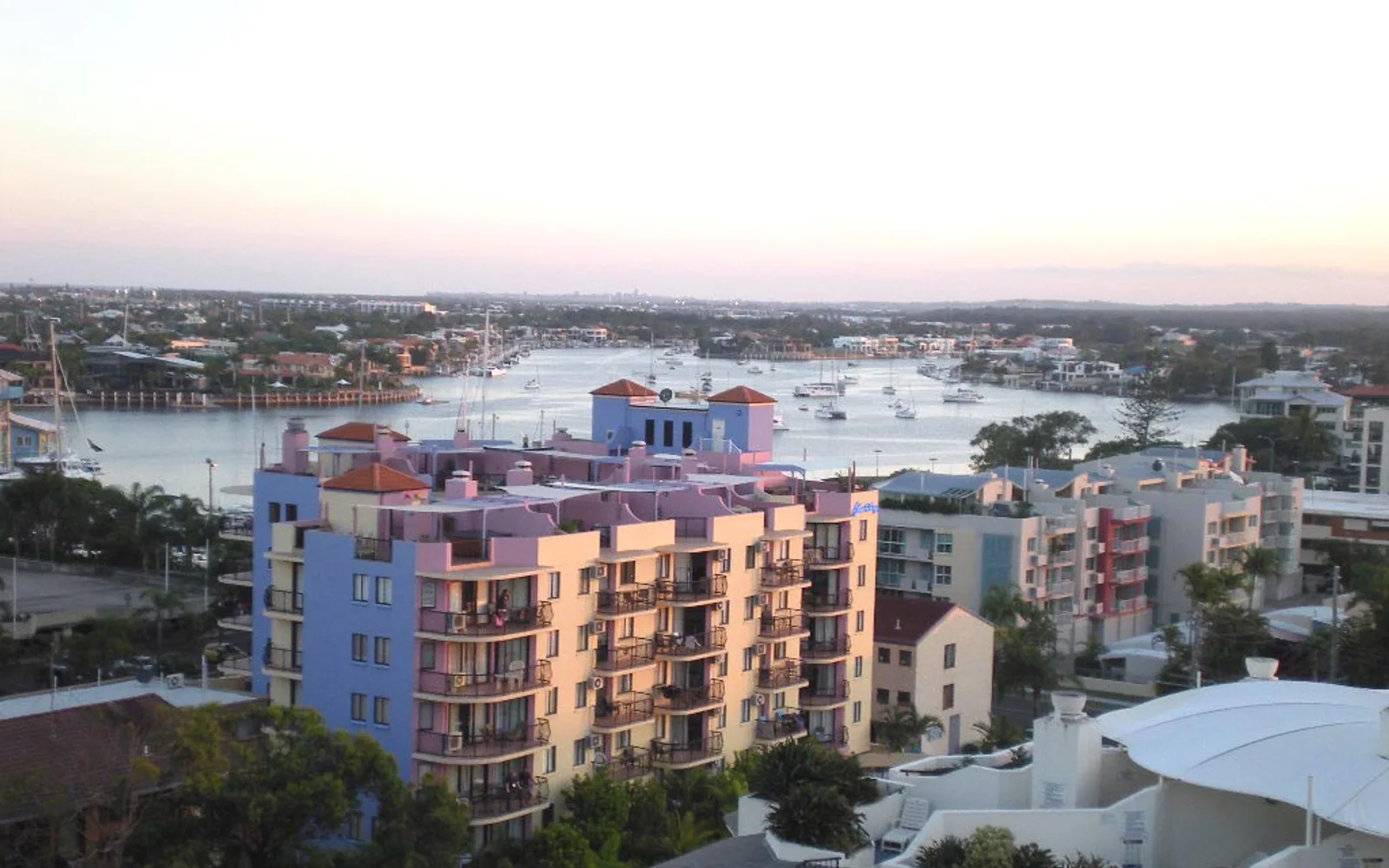 Mooloolaba beach, waterfront buildings and the Sunshine Coast