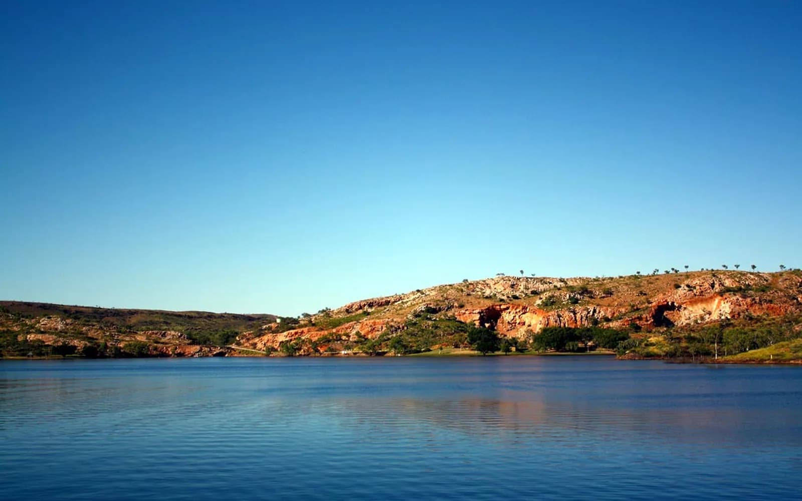 Lake Moondarra and rocky outback hills near Mount Isa